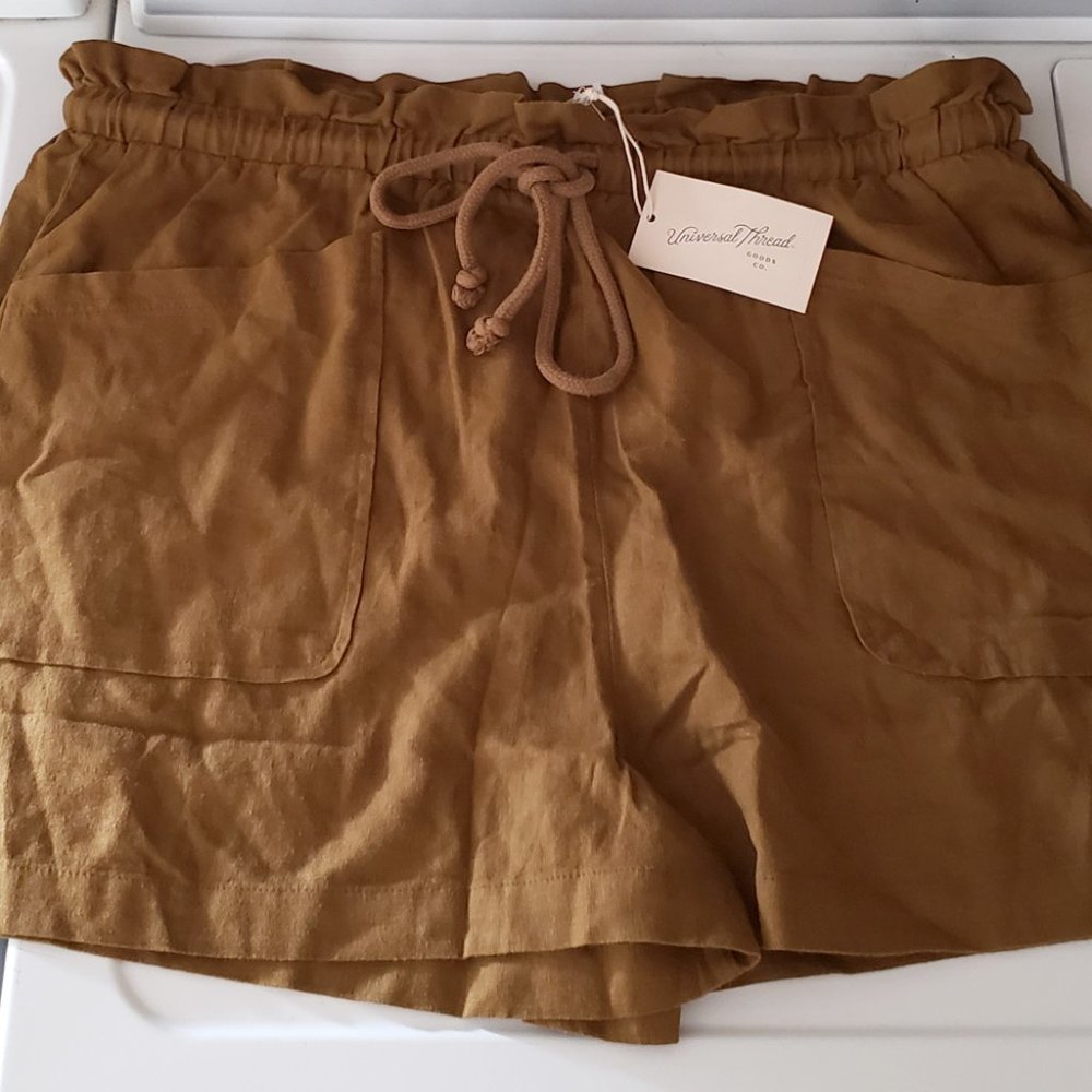 NWT Plus Size 2X Universal Thread Mid-Rise Tie Waist Utility Shorts BROWN - Picture 5 of 8